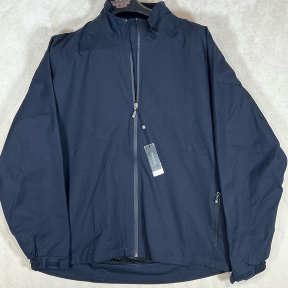 NWT Turtleson L Waterproof Navy Full Zip Golf Performance Windbreaker Coat R4 - Picture 3 of 12